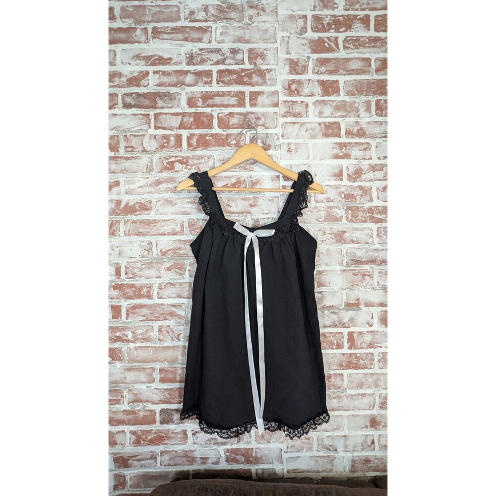 Edikted Black Lace Trim Babydoll Top dress Bow Coquette M Whimsigoth